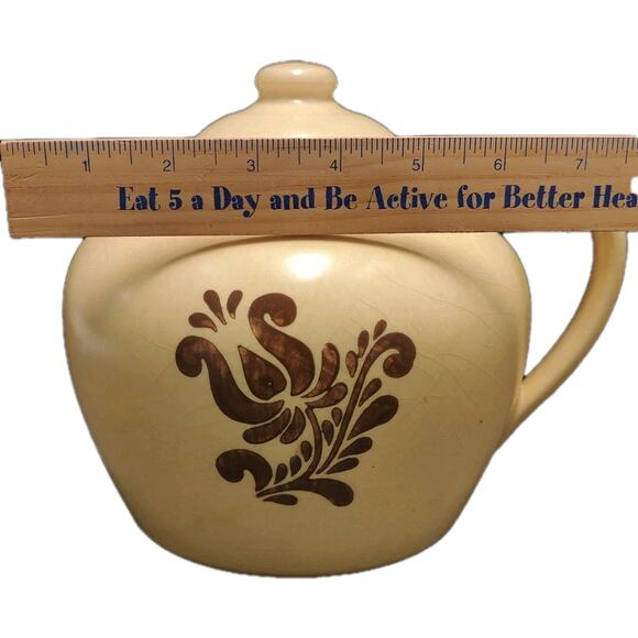 Vintage Pfalzgraff Village Bean Pot W/Handle & Lid #70 Retired Pattern Crazing - Picture 6 of 13